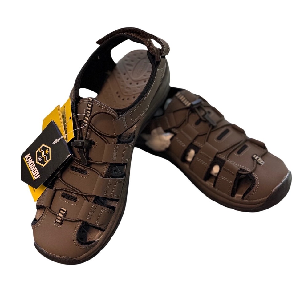 Khombu Chandler Fisherman Sandals Mens 10M Brown New Leather Outdoor 73234
